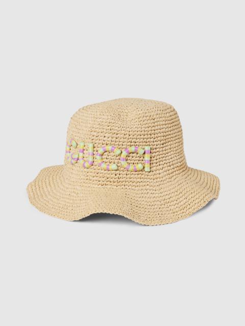 Straw hat with Gucci patch