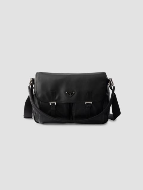 Prada Men's Leather Shoulder Bag - Black