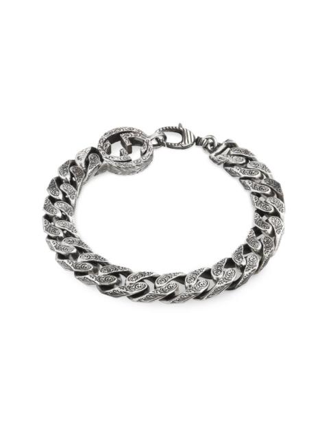 GUCCI Logo-Detailed Burnished Sterling Silver Bracelet