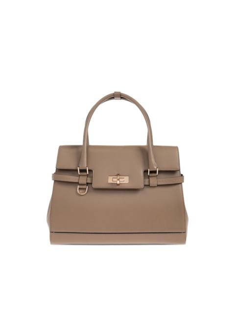 Max Mara twist-lock fastening leather tote bag