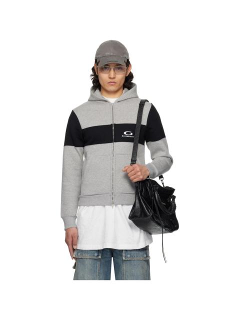 BALENCIAGA Gray & Black Technical Jersey Hoodie