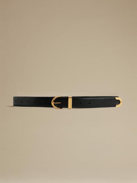 KHAITE The Bambi Belt in Black Leather with Gold