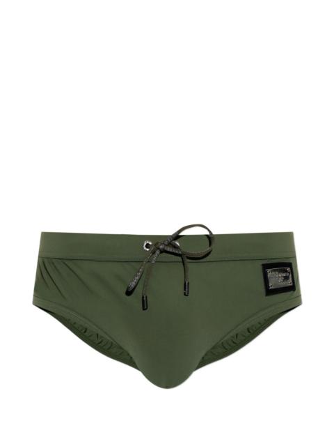 Dolce & Gabbana drawstring logo-plaque swim trunks