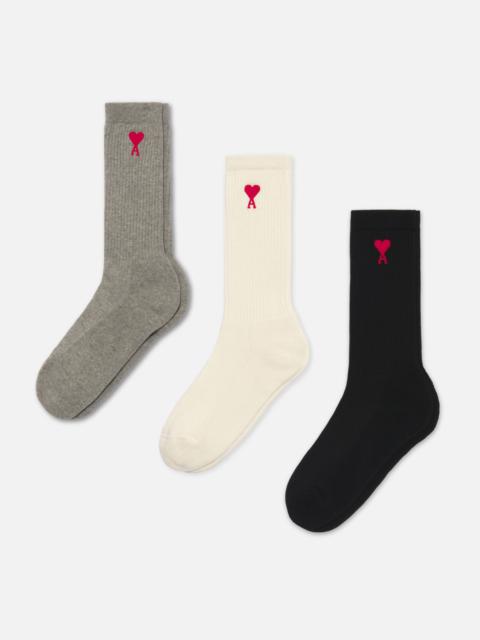 AMI Paris Three-Pack Ami De Cœur Socks