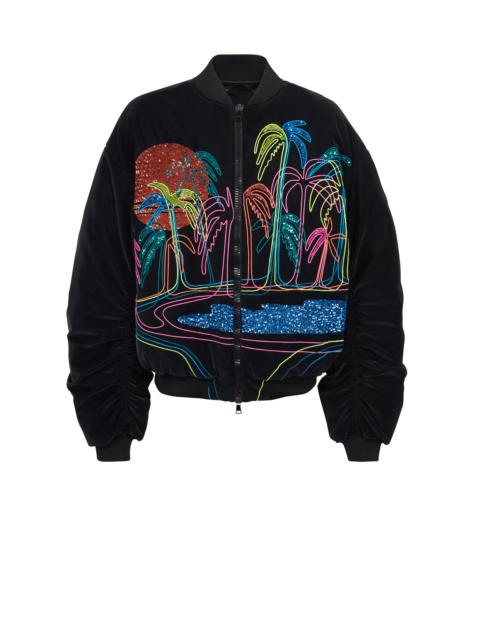 Bomber jacket with palm tree embroidery