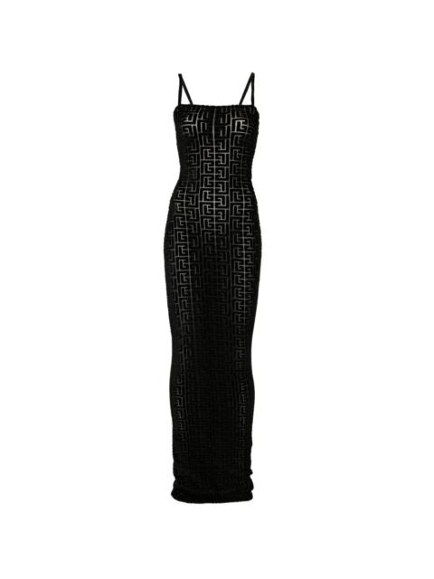 Balmain monogram-pattern maxi dress