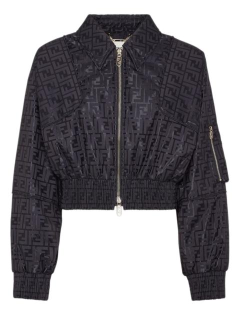 FENDI Bomber jacket in black ff jacquard fabric
