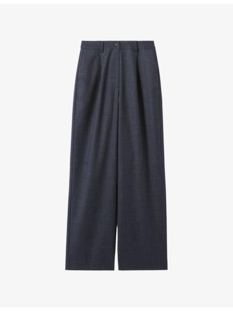 Claudie Pierlot Tailored Wide-Leg High-Rise Wool-Blend Trousers