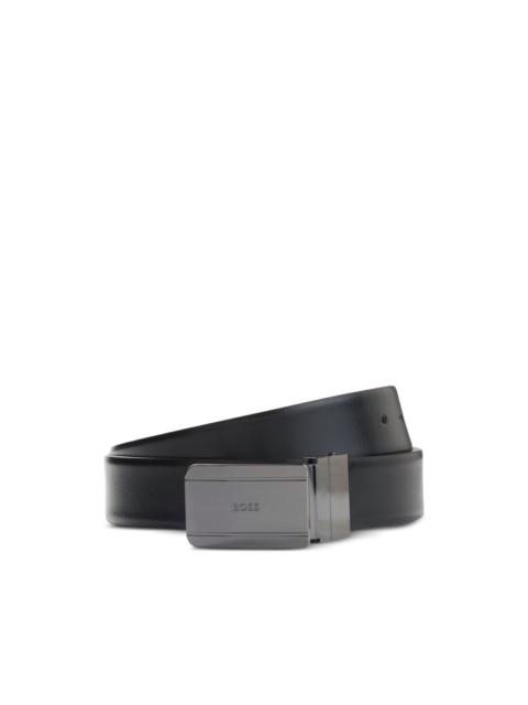BOSS reversible leather belt with pin and plaque buckles