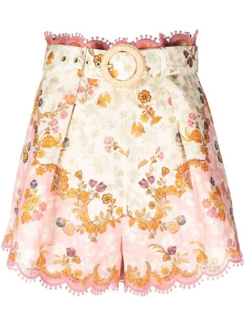 Zimmermann Laurel floral-print scalloped shorts