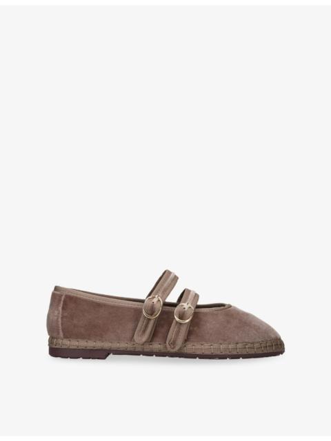 FLABELUS Claire Velvet Mary-Jane Flats