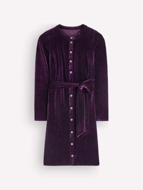 BODEN Honor Short Velvet Dress-Nightshade