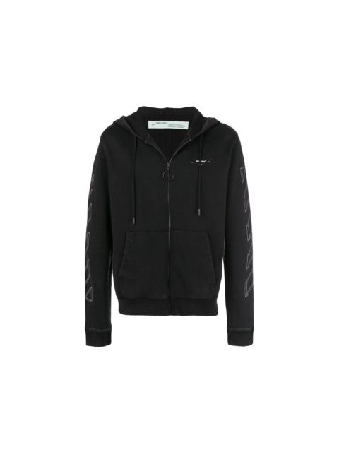 Off-White OFF-WHITE 3D Marker Diag Zip Up Hoodie Black/White