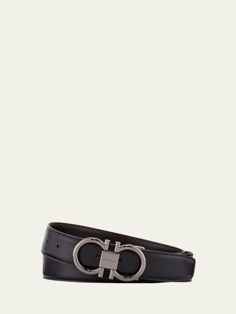 FERRAGAMO Men's Double-Gancini Reversible Leather Belt