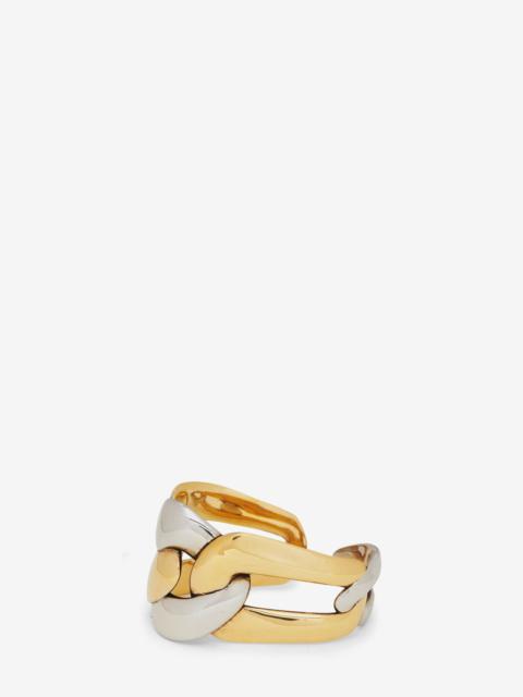 Women's Chain Double Ring in Antique Silver/gold