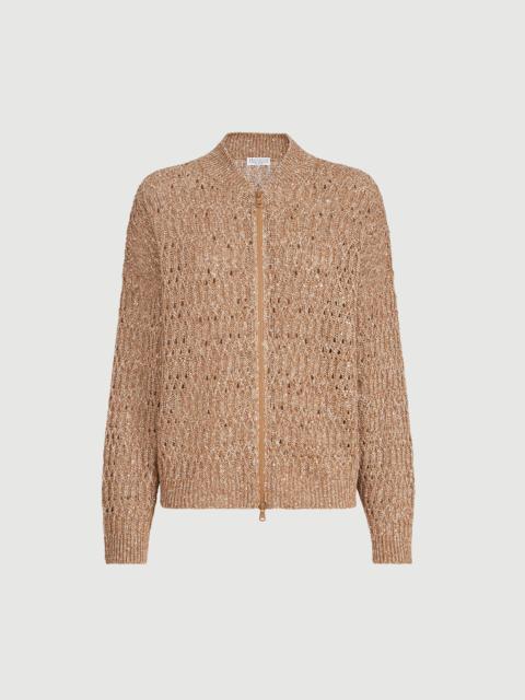 Brunello Cucinelli Linen dazzling braids cardigan