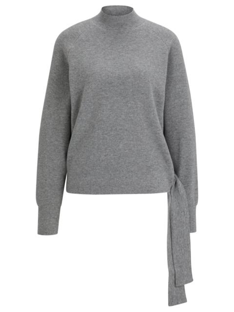 BOSS TIE-DETAIL SWEATER IN VIRGIN WOOL AND CASHMERE