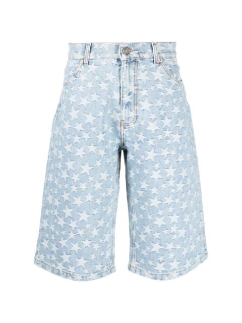 ERL star patterned-jacquard denim shorts