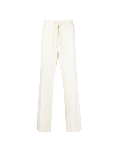 drawstring-waist straight-leg trousers