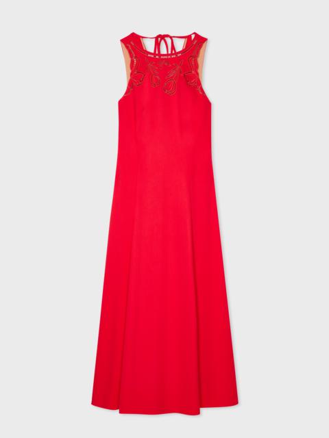 Paul Smith Women's Red Sleeveless Dress with Cutout Neckline