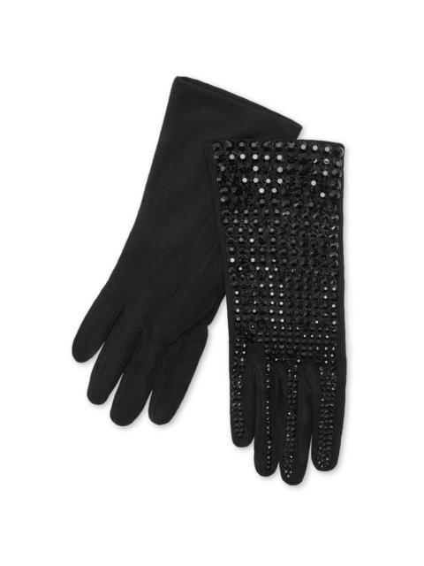 crystal-embellished suede mid-gloves