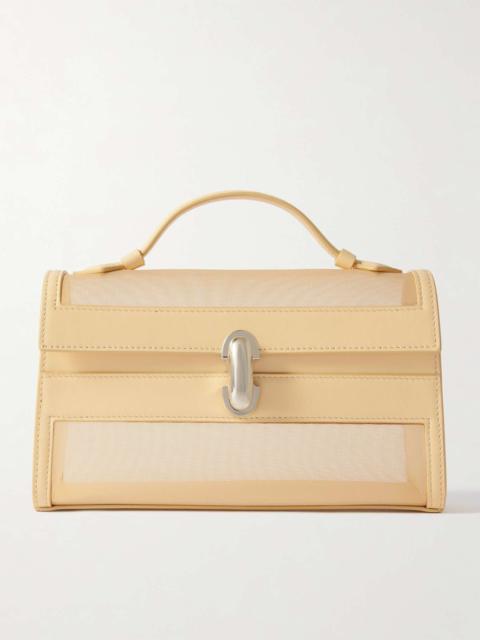 SAVETTE Symmetry Pochette leather and mesh tote Beige