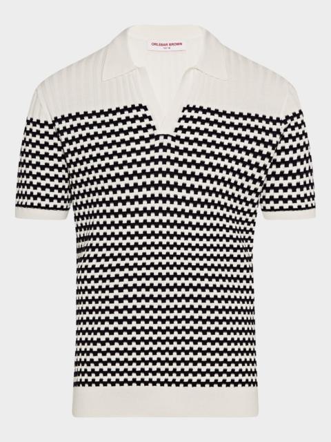 ORLEBAR BROWN Men's Canet Textured Stripe Organic Cotton Polo Shirt