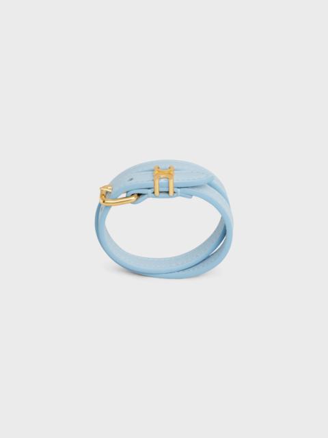 CELINE Les Cuirs Celine Double Bracelet in Calfskin and Brass with Gold Finish