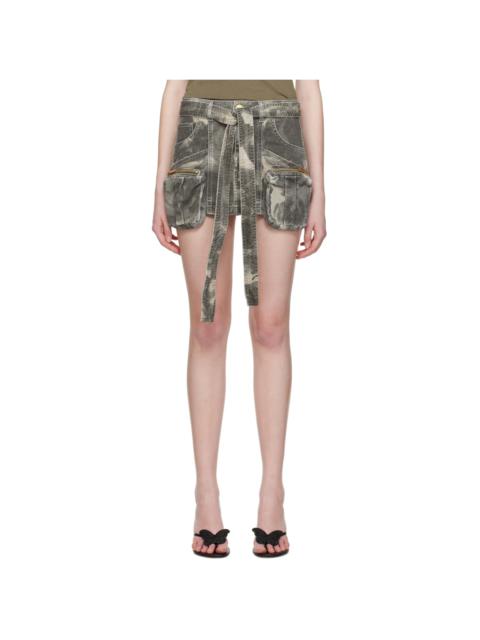 Blumarine Khaki Cargo Denim Miniskirt