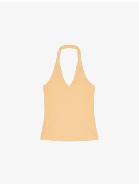 REISS Nina Halterneck Stretch-Cotton Top