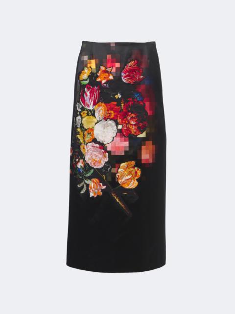 Dries Van Noten Embroidered cotton and silk midi skirt