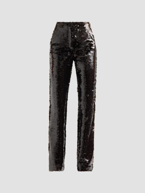LaQuan Smith Women's Sequin High-Rise Flared Pants - Chocolate