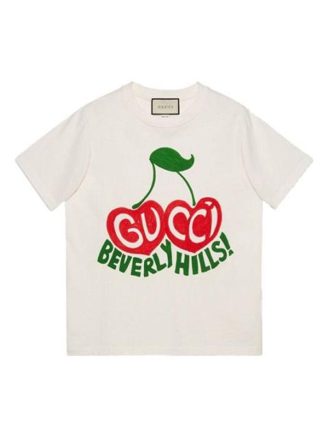 GUCCI (WMNS) Gucci Beverly Hills Cherry T-Shirt 'Off White' 580762-XJCRJ-9095