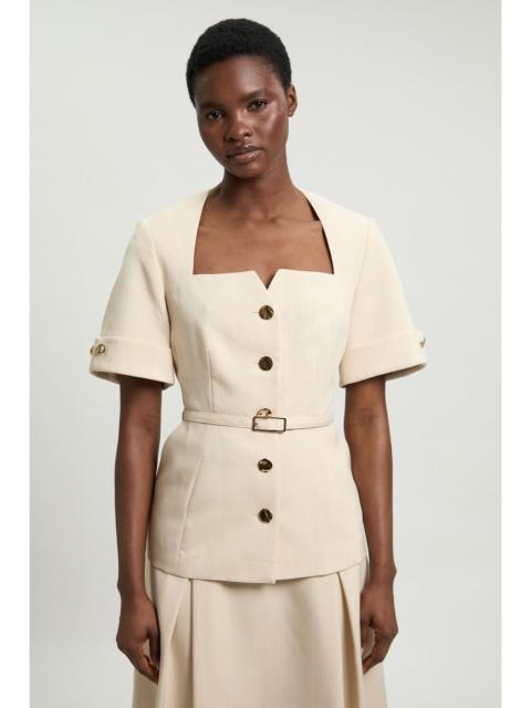KAREN MILLEN Viscose Belted Square Neck Short Sleeve Tailored Jacket