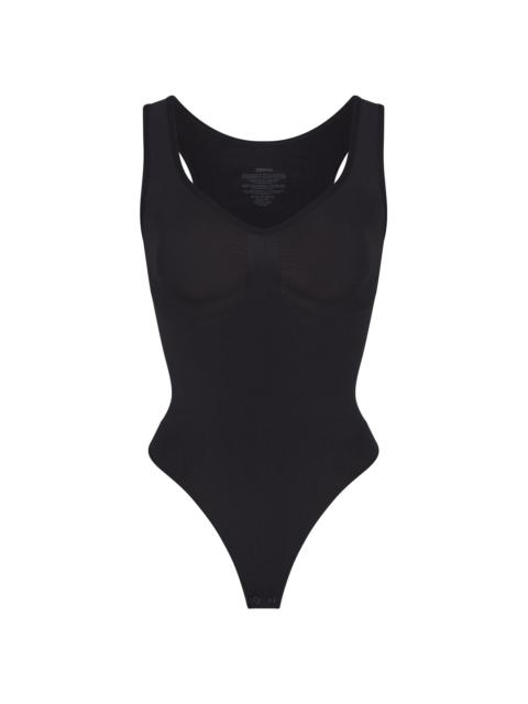 SKIMS Women's Seamless Sculpt Scoopneck Thong Bodysuit - Onyx