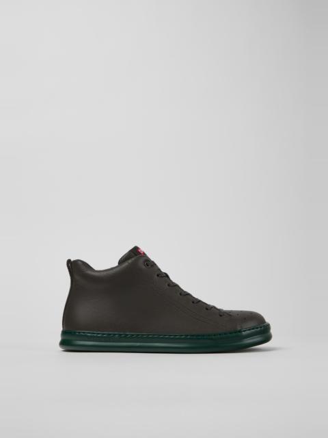 CAMPER Runner Gray Leather Ankle Boots for Men.