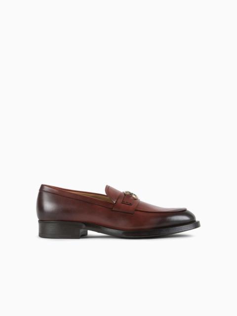 GIORGIO ARMANI Leather logo loafers