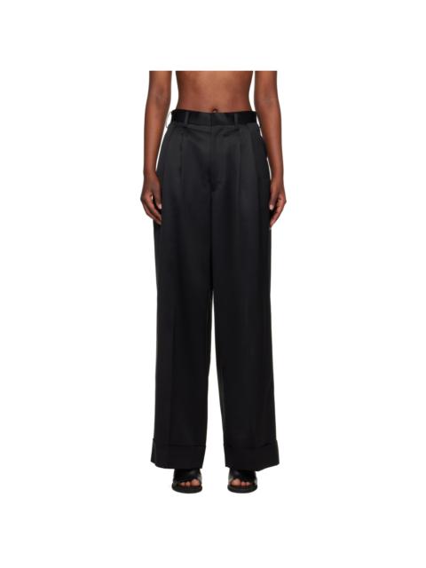 Junya Watanabe Black Wool Viscose Grosgrain Trousers