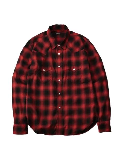 THE FLAT HEAD FN-SCW-021L 3oz Ombre Check Western Shirt Red