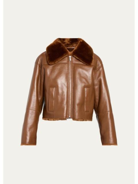 Theory Crop Shearling Jacket