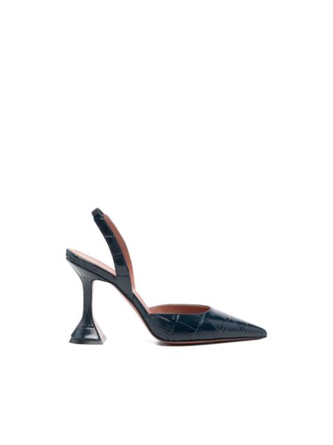 Amina Muaddi Holli crocodile effect slingback pumps