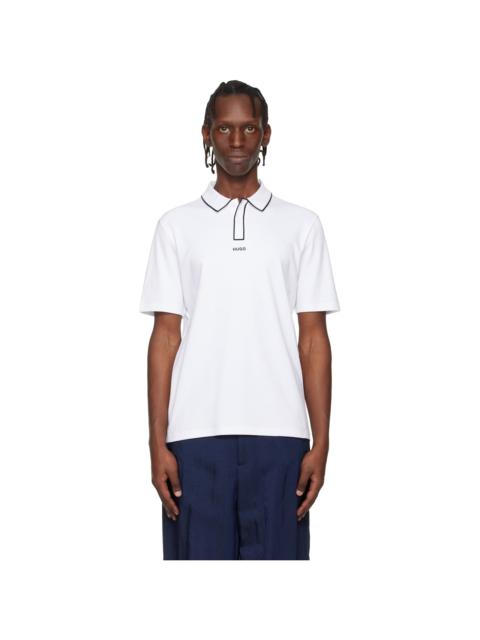 HUGO White Cotton-Jersey Contrast Edges Polo