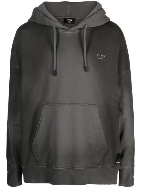 FENDI logo-lettering cotton hoodie