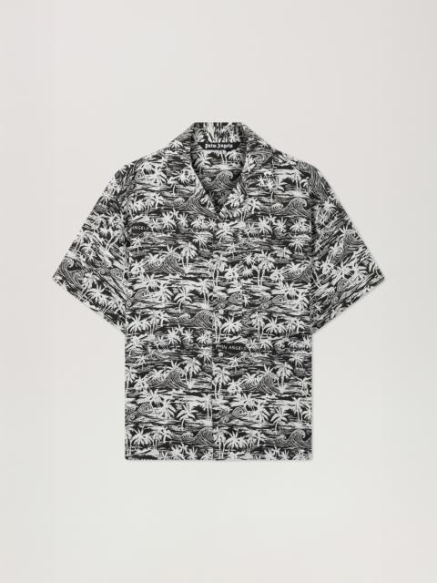 Palm Angels Palm Waves Linen Bowling Shirt