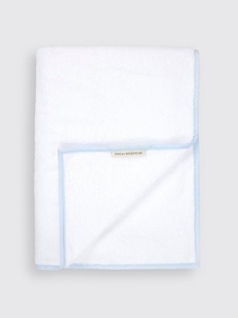 EMILIA WICKSTEAD Tuscany Face Cloth in White & Blue Spunga Towelling