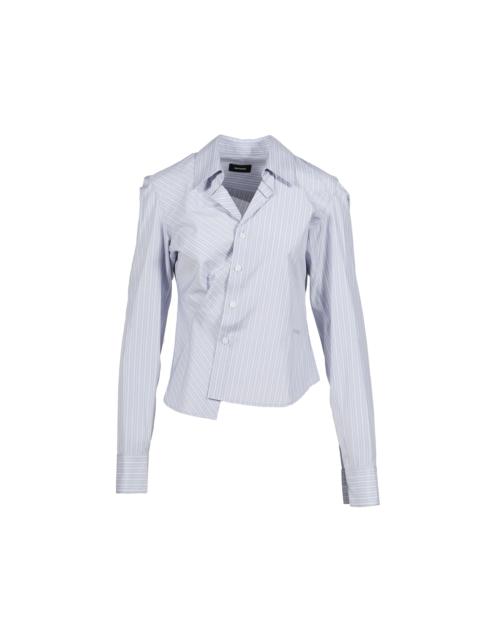 We11done STRIPED ASYMMETRIC SHIRT / BLU