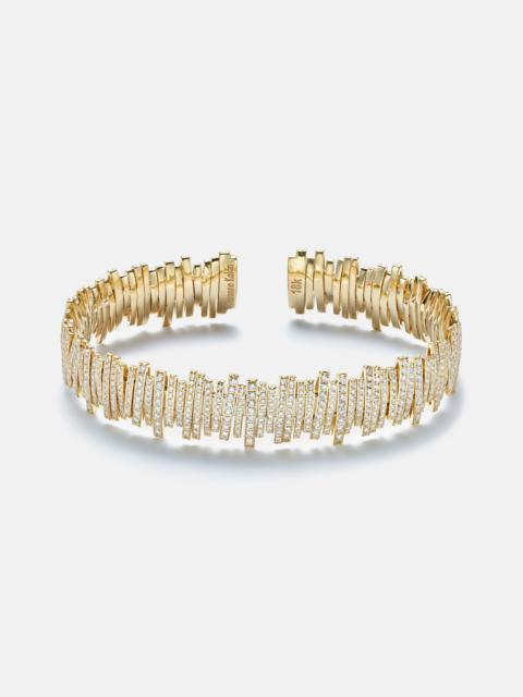 SUZANNE KALAN Classic Medium 18kt gold cuff bracelet with diamonds