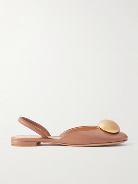 Gianvito Rossi Sphera Embellished Leather Slingback Flats