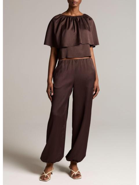 Vince Mid-Rise Plissé Drawcord-Hem Pant