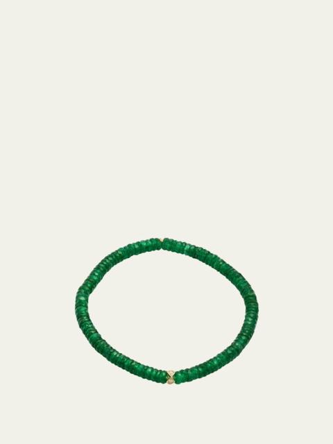 SYDNEY EVAN 4mm Diamond Eternity Rondelle on Green Aventurine Wheel Bead Bracelet